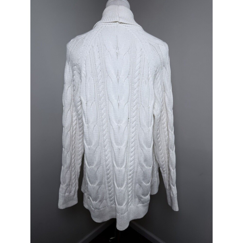 Haven Well Within Cardigan Womens L Ivory Cable Knit Open Front Cotton Blend - Picture 3 of 9